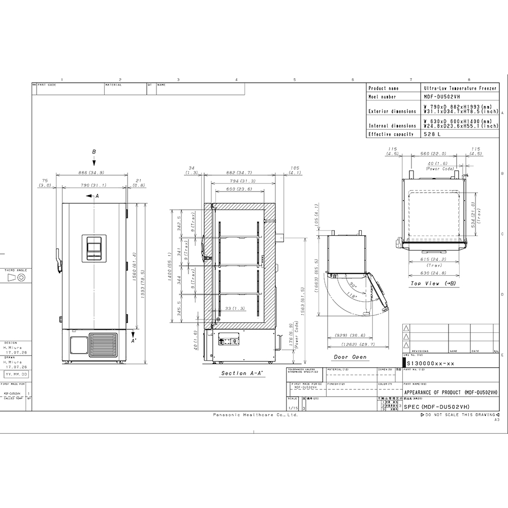 Dimensiones del MDF-DU502VH