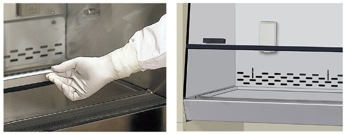 視認性が高く操作しやすい強化ガラス製前面シャッター（オートバランス機構付）