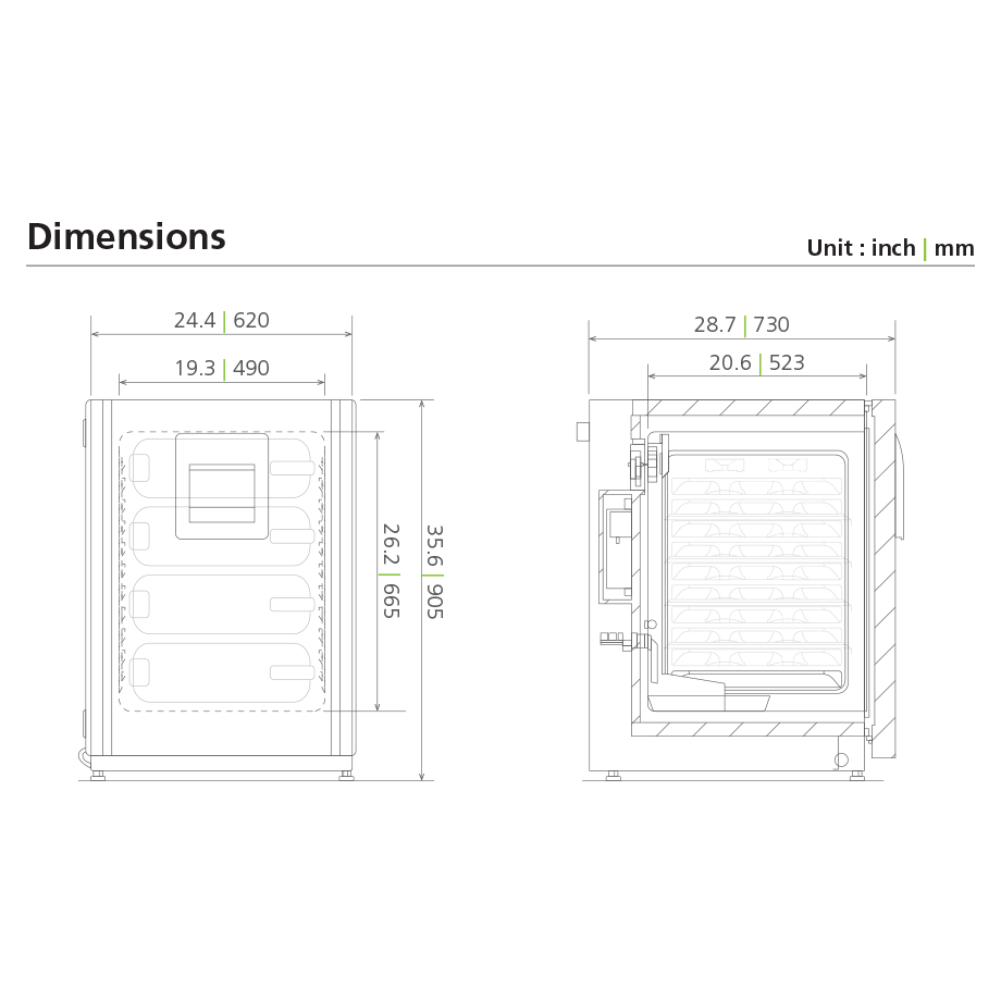 Mammalian cell culture incubator MCO-170MP Dimensional Drawing